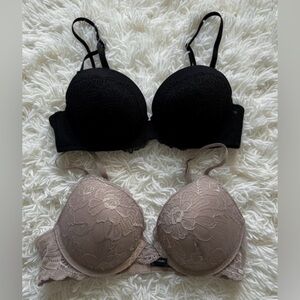 Tahari Elegant Lace Bras in Black and Tan Padded Size 34C